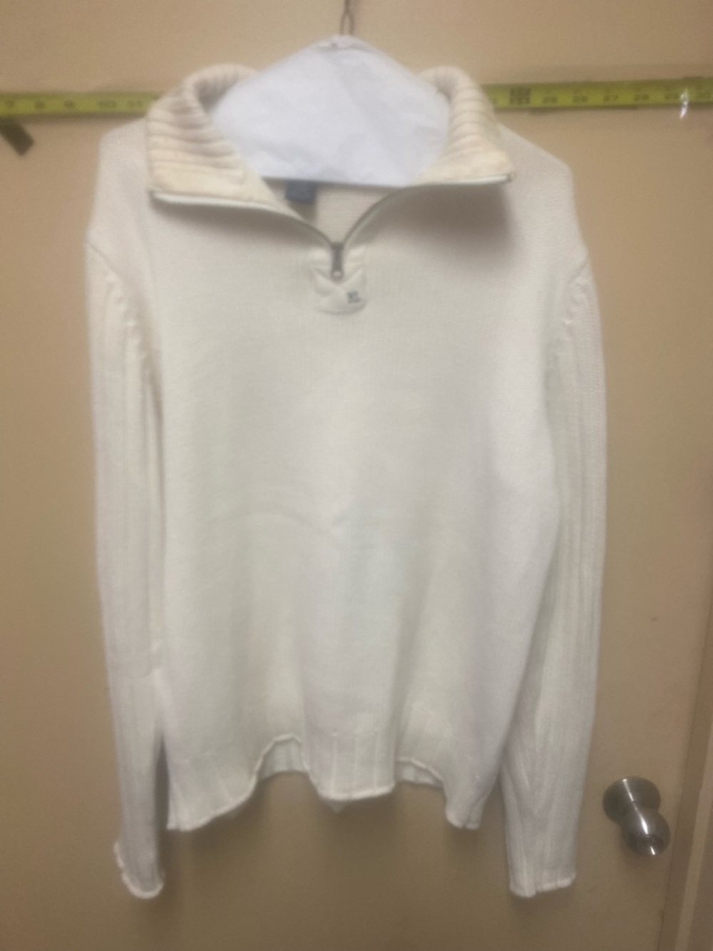 Men's Cream Quarter-Zip Knit Sweater